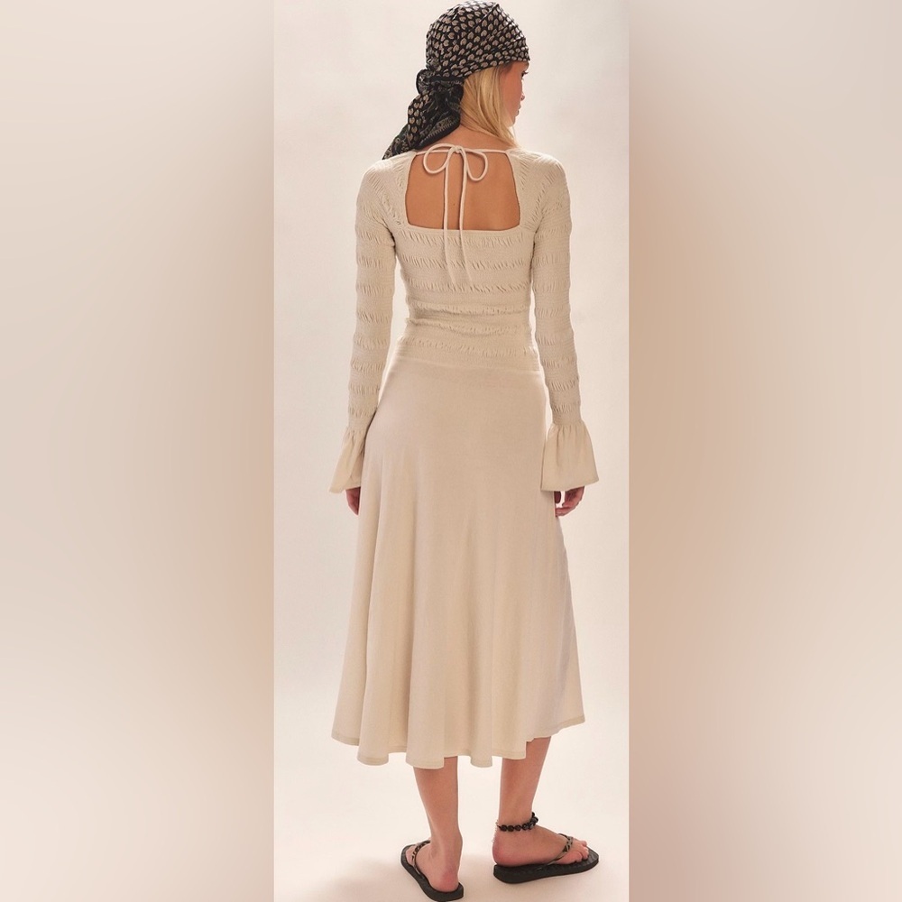 Free People Cream Kiera Midi Dress Long Sleeve - Picture 3 of 6